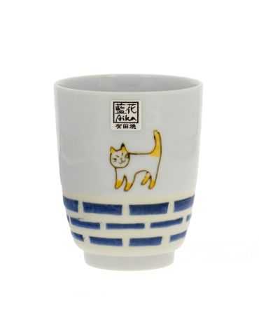 Tasse Chat sur le Mur Bleu