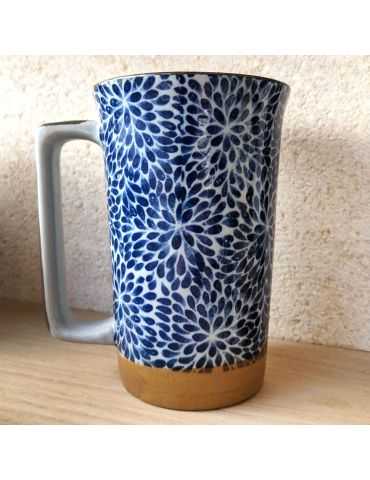 Mug en grès - Feuilles Bleues 40cl