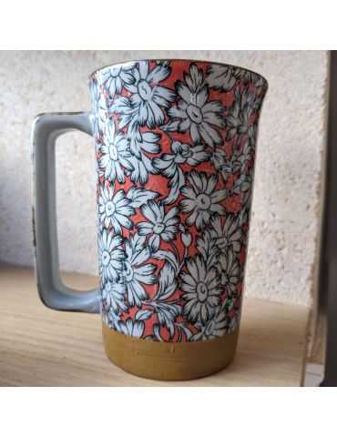 Mug en grès - Marguerites Rouges 40cl