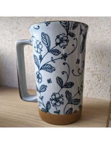 Mug en grès - Fleurs Noires 40cl