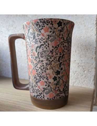 Mug en grès - Estampe Fleurs Rouges 40cl