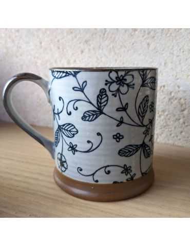 Mug en grès - Fleurs Noires 30cl