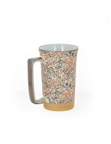 Mug en grès - Estampe Fleurs Rouges 40cl