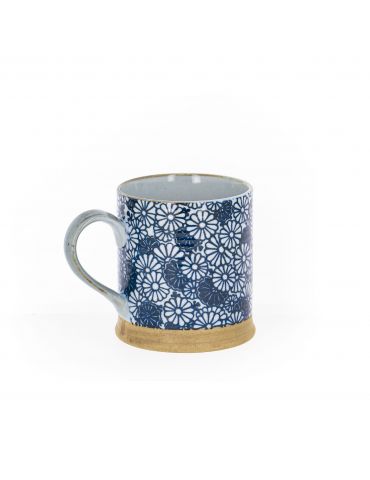 Mug en grès - Fleurs Bleues et Blanches 30cl