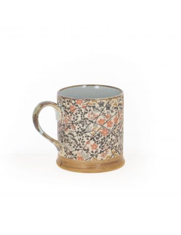 Mug en grès - Estampe Fleurs Rouges 30cl