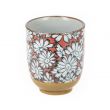 Tasse à thé en grès - Marguerites Rouges 15cl
