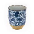Tasse à thé en grès - Fleurs bleues et blanches 15cl