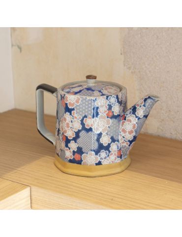 Théière en grès - Fleurs Tricolores 60cl